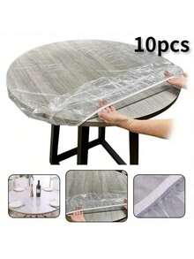 10 件一次性透明 PVC 弹性桌布 - 透明耐用塑料桌布，适合标准尺寸餐桌，易于清洁，适合家庭用餐、聚会和活动 | 可洗桌布，一次性桌布