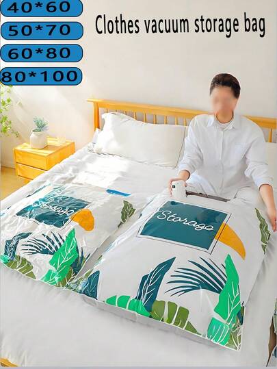 10个真空压缩袋，植物图案压缩袋，返校压缩袋，手动气泵，便携式旅行压缩袋，可折叠收纳袋，防尘/防水/防虫真空压缩袋，适用于衣服、外套、衬衫、被子、裤子、家居、宿舍、衣柜、卧室、浴室、旅行配件、家居收纳、学生和老师返校