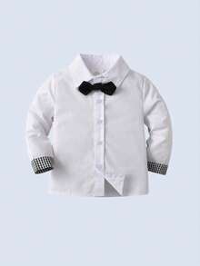 BOARNSEORL 3 Stücke Jungs Gentleman Outfit Set - Weißes Hemd mit Fliege, Weste und Hose, modisch & für Aufführungen, Partys, Hochzeiten, Outdoor-Aktivitäten