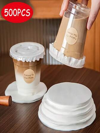 500 Pieces Of Leak Proof Disposable Coffee Cup Liner - Circular, Food Safety Paper Pad, Used To Prevent Overflow, Perfect For Milk Tea, Juice And Beverage Cups, Drinking Accessories For Restaurants Or Households | Round Cup Liner | Practical Design