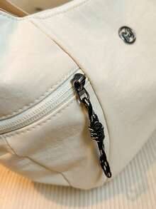 1pc Girls' Solid Color Nylon Zipper Closure Casual Crossbody Bag, Suitable For All Seasons Daily Use