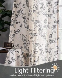 2 Pcs Beautiful Floral Design Sheer Curtains, Softness Cozy Privacy Curtains, Great Quality Elegant Vintage Gorgeous Curtains, Pretty Colors And Well Made Lightweight Curtains - 黑色 - 查看 5