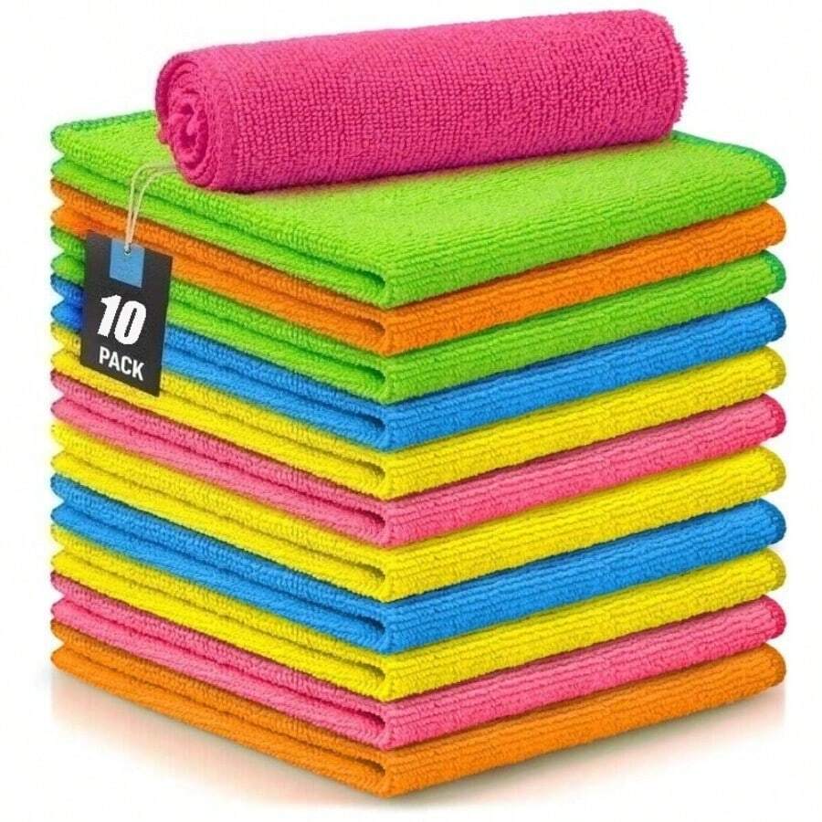 Microfiber Cleaning Cloths - 10 Pack Of Highly Absorbent, Soft Microfiber Cloths For Kitchen - Hand Towel Set For Household Use - 10Pcs - 查看 1