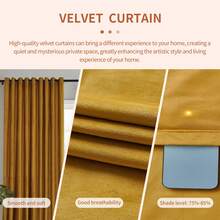 Golden Velvet Curtains, Luxurious 2-Panel Home Decorative Curtains, Blackout Curtains For Bedroom And Living Room, Thermal Insulating Luxurious Ultra-Soft Decorative Ring-Top Room Curtains, Suitable For Room Decoration, Holiday Decorations, Christmas Decorations, Living Room, Bedroom, Hotel, Apartment (Width 42 X Length 63 Inches, Width 42 X Length 84 Inches, Width 52 X Length 63 Inches, Width 52 X Length 72 Inches, Width 52 X Length 84 Inches, Width 52 X Length 96 Inches, Width 52 X Length 108 Inches) - 金色 - 查看 10