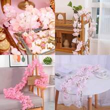 Guirnaldas de Flores de Cerezo Artificiales, Aplicar para Decoración de Bodas y el Hogar (4 Unidades, 1.8m, Rosa) - 1 - Ver 7