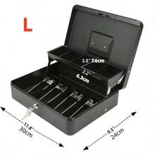 1PC Heavy-Duty Metal Cash Box With Key Lock - Secure Money Storage Box With Removable Coin Tray & 2 Keys - Portable Cash Box For Home, Office, Retail Shop - Double Layer Organizer For Bills, Coins, Valuables (Black) - Multicolor - View 4