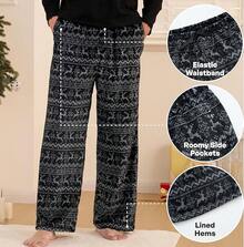 Mens Pajama Pants Soft Flannel Fleece Pajama Bottoms Sleep & Lounge Pants With Pockets And Drawstringhalloween - Fair Island Grey - View 2
