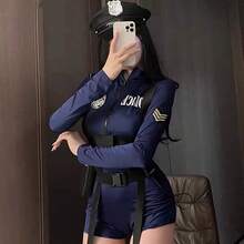 圣诞角色扮演服装配饰：帽子、警棍、手铐、派对用品、女式制服塑料玩具、对讲机角色扮演模型，2025年新品，适合男孩和女孩的礼物，生日，圣诞节 - 彩色 - 查看 3