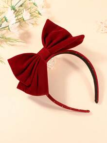 1pc Teen Girls Bow Decor Headband - Red - View 6