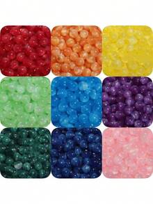 50Pcs 8mm Galaxy Glitter Round Beads Resin Loose Spacer Beads For Jewelry Making DIY Bracelet Earring Necklace Accessories