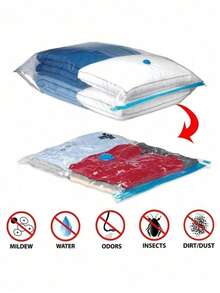 20个/1个真空压缩袋，可折叠真空收纳袋，旅行压缩袋，适用于衣物、行李打包、宿舍收纳、旅行139号服装袋，防水收纳袋，衣物整理袋，衣物收纳袋，衣物打包袋，旅行必备，旅行收纳袋 - 白色 - 查看 6