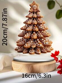 2 Decorazioni natalizie piatte in acrilico 2D a forma di albero di biscotti con supporto - eleganti per il soggiorno, l'ufficio e la tavola delle feste - include base