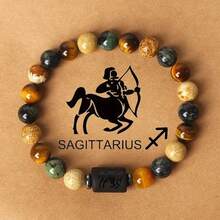 12 Zodiac Signs Natural Stone Beaded Tiger Eye & Picture Stone Bracelet - Bracelet - View 14