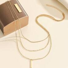 1pc Women's Fashionable Simple Square Multi-Layer Necklace - 彩色 - 查看 5