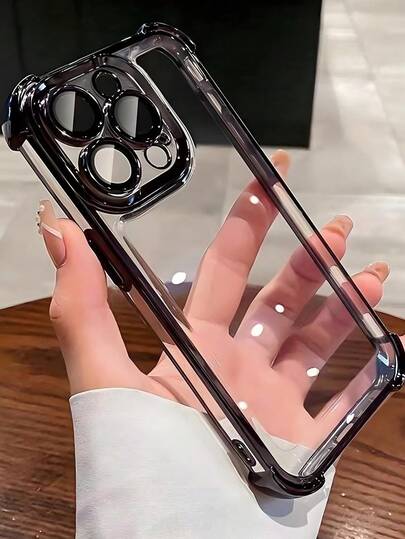 1个透明TPU保护壳，4个防滑角，蓝/黑/玫瑰金金属电镀，防震，全摄像头保护，标准手机壳，兼容 16/16e、Redmi、Infinix、vivo，国际版，非国内版