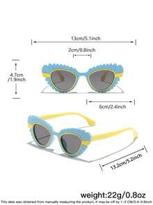4 PCS Girls 4-8Y Cat‑Eye Fashion Glasses With Petal Edge Decor, Colorful Lightweight PC Frame Cute Whimsical For Birthday Party, Travel, Vacation - Multicolor - View 5