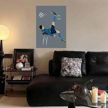 Framed 2D Canvas Modern Wall Art 1pc Ronaldo Bicycle Kick Packaging Wooden Frame Home Decoration Classic Decorative Art Style Suitable For Bedroom, Living Room, Coffee Shop, Dormitory, Bathroom, , Mother'S Day, Easter, Dormitory Decoration, Wall Fashionable Illustration - Đóng khung - Xem 3