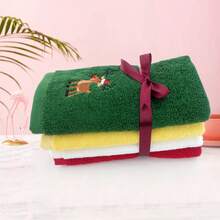 1/3/4 Christmas Decorative Handkerchiefs With Embroidered Santa Claus, Reindeer And Snowman - Kitchen And Bathroom Towels, Household Cleaning Supplies, Holiday Decorations, Seasonal Designs, Durable Fabrics, Popular With Gift Buyers - Multicolor - View 7
