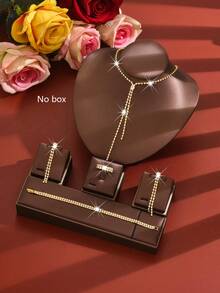 欧美风极简爪链项链、耳环、手链、戒指首饰套装，新娘婚礼派对礼服配饰 - 彩色 - 查看 2