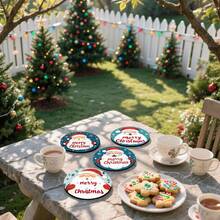 4 buc/6 buc/300 buc Crăciun Fericit Moș Crăciun cu fulgi de zăpadă cu model de noroi cu diatomee, suporturi pentru cafea, decorațiuni multi-ocazie pentru casă și restaurant, cadouri zilnice, decorațiuni de masă, decorațiuni zilnice, decorațiuni pentru petreceri tematice - Multicolor - Vizualizare 4