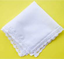 COCOUSM New Ladies White Cotton Handkerchiefs Crochet Lace Hanky -30cm - B 6pcs - View 3