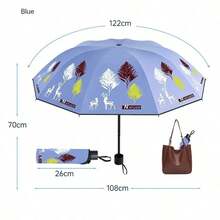 1PC Umbrella With Ten Bones, Black Glue, Enlarged And Thickened, Double Fold And Shrink, Sun Shading, Sun Protection, Rain And Sunshine Dual-Use Umbrella