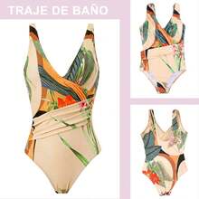 Traje de Baño para Mujer de Playa Conjunto de Bikini y Falda Larga con Tirantes en la Espalda de 2 Piezas Floral - Beso FLor - Ver 7