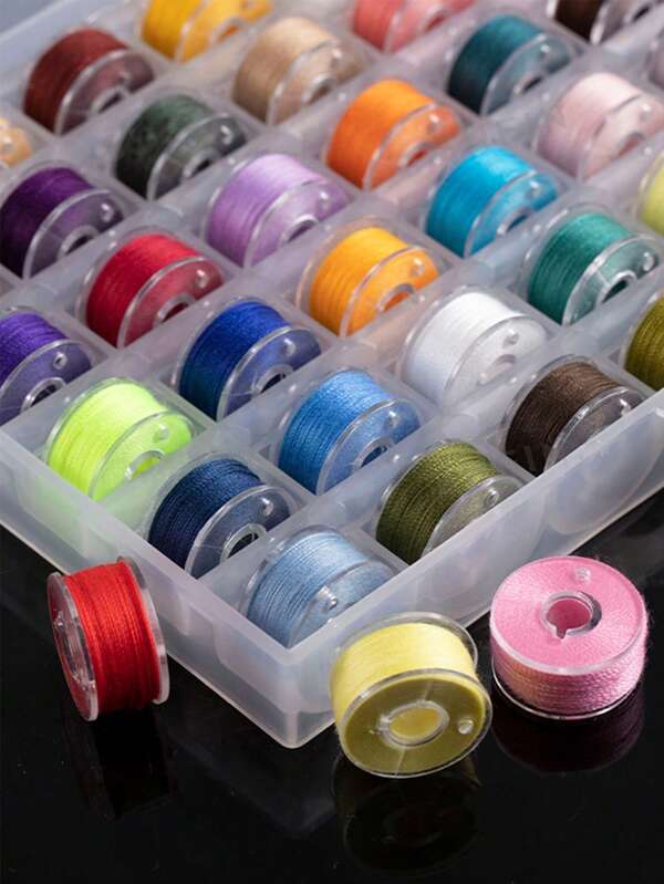 25pcs Sewing Machine Thread, Assorted Color Spool Bobbin Thread, Hand Sewing Thread For Clothes, Sewing Machine Bobbin Thread, Mini Easy, Handheld Punching Thread, Pre-Wound Bobbins, DIY Embroidery Thread, Sewing Machine Thread, Bobbin Thread, Hand Sewing Thread For Clothes, Shuttle Core Box Thread - Suitable For Household Sewing Machines