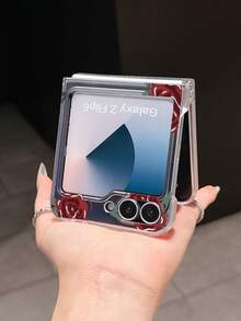 1pc Fashionable And Simple PC Material Rose Flower Element Folding Phone Case, Can Protect And Prevent Falling: SamsungGalaxy Zflip 3/Zflip 4/Zflip 5/Zflip 6/Zflip 7/OPPO Find N3 Flip/ Razr 50 Ultra/ Razr 60 Ultra/ Razr 60/ Razr 50/XiaomiMIX Flip/Galaxy Z Flip7 FE