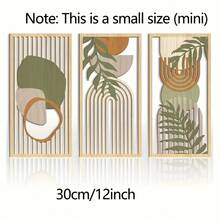 3pcs Sage Green Abstract Wooden Wall Art, Geometric Wood Wall Sculptures, Modern Artwork Neutral Wall Decor For Living Room Bedroom Office