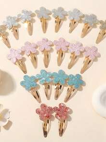 24个/套闪亮星星发夹，精心制作，缀以闪耀亮片，在阳光下熠熠生辉。耐用的金色发夹可轻松固定头发，无论是甜美公主风还是休闲日常造型，都能完美搭配，为您的发型增添活力与浪漫气息，是年轻女孩的理想配饰。 （关键词：发夹、发卡、发夹、女士发饰、头饰、发卡） - 彩色 - 查看 4