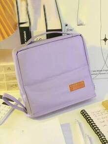 1 Stück Kosmetiktasche aus PU-Leder Material, vertikale Ausführung mit großer Kapazität und Mehrfachtaschen, tragbare Aufbewahrungstasche, vertikale Kosmetiktasche mit Fächern