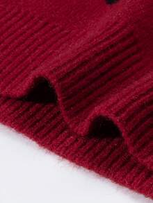 ANDREILEE 男士可爱简约时尚天使射心提花图案黑色长袖毛衣，男女通用休闲宽松针织套头衫，适合秋冬季穿着 - 紅色 - 查看 5