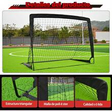 QMCZLA 2pcsía de Fútbol para Niños - Redes Portátiles con Montaje Rápido, Acero, Varilla de Fibra de Vidrio, Tela Oxford y poliéster para Jardín, jardín, Interior y Exterior - Negro - Ver 9