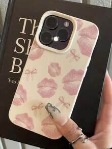 1pc Unique Astronaut & Red Lip Pattern Full Coverage TPU Shockproof Phone Case, Compatible With Apple 16, 15, 14, 13, 12, 11 Pro Max, Series - Kiểu 2 (1 cái) - Xem 2