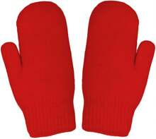 Winter Warm Mittens For Women Men - Soft Faux Rabbit Fur Mittens Elastic Cuff Fashionable Stretchy Knit Gloves Cold Weather - Đỏ - Xem 1