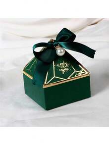 10 zielonych pudełek prezentowych z perłową wstążką, pudełka na upominki na imprezę, pudełka na słodycze, odpowiednie na urodziny, ślub, prezenty świąteczne