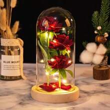 1pc Glass Dome, Preserved Flower, Doll Display, Glass Display Dome With Soft Wood Base, Mason Jar Dome, Flower Vase Display Box, Transparent Dome-Shaped Display Box, For Crafts, Plants, Lamps, Succulents, Trophies, Pocket Watches Desktop Decor, Home Christmas Party Gift Decoration, Home Decor