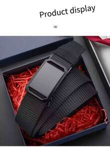 Cinto Automático de Náilon Masculino com Fivela de Liga de Ferro Quadrada, Cinto de Náilon Versátil com Fivela Automática para Estudantes Masculinos, Cinto de Vela de Náilon Respirável, Cinto de Náilon para Atividades ao Ar Livre para Jovens, Cinto de Fivela Trançada Respirável e da Moda para Esportes, Estilo Esportivo, Casual Outdoor, Treinamento Militar Estudantil, Cinto Trançado Durável, Adequado para Lazer de Verão para Jovens