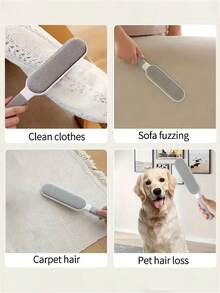1pc Reusable Double-Sided Hair Removal Brush, Static Cling Pet Hair Remover, Manual Static Lint Brush For Cat Hair, Clothes, Sofa, Furniture, Bedding And Carpet Cleaning - Plastic Material, No Electricity Needed, Gently Shaves And Cleans Fur, Creates A Tidy Home - Multicolor - View 10
