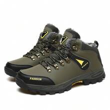 Botas masculinas para esportes ao ar livre, botas masculinas para caminhadas, botas masculinas de cano alto para outono/inverno, botas de neve resistentes à água com cabedal em PU, botas de trekking, botas para caminhadas, camping, caça e trilhas, botas/sapatos de inverno masculinos, botas duráveis, botas esportivas de tamanho grande com cadarço, botas de trabalho, adequadas para atividades ao ar livre no outono/inverno. - Verde de Exercício - Ver 6