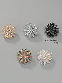3 Stücke glänzende doppelschichtige Strass-Blumen Metallknöpfe, geeignet für Pullover, Mäntel, Jacken, Strickjacken, Anzüge, Kleider als dekorative Knöpfe