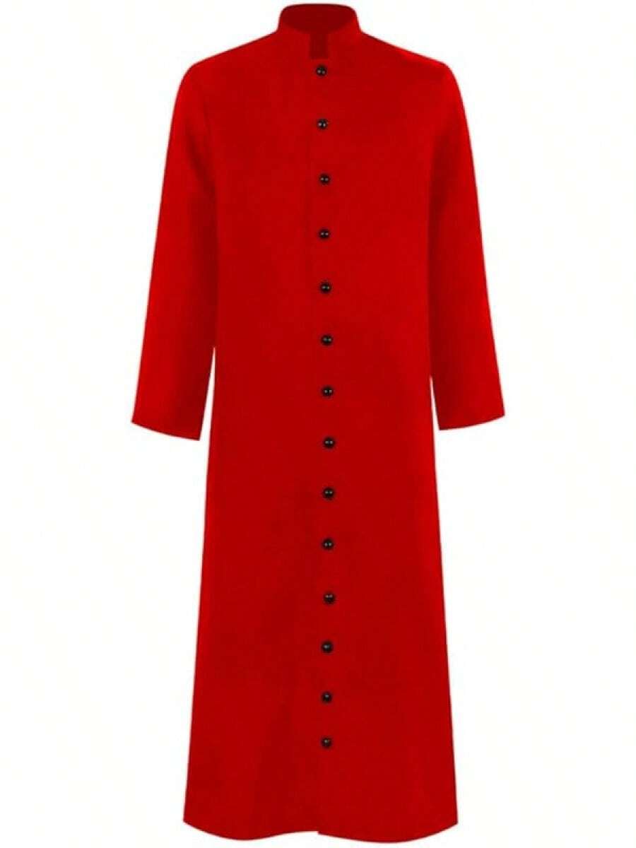 Sotana de hombre, bata de iglesia, bata de coro, ministro, clérigo, púlpito litúrgico de 5 colores, disfraz de Halloween - Rojo - Ver 1