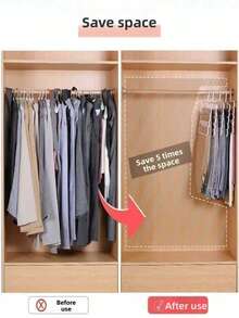 12/10/8/4/3/1 Pcs Space Saving 5-Tier Pants Rack, Multi-Functional Wardrobe Storage Rack, Plastic Pants Hanger, Organizer For Pants, Jeans, Skirts, Scarves In Closet, Bedroom, Balcony - Home Decor Accessories, Christmas Gift (Random Style)