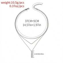 1pc Women's Fashionable Simple Square Multi-Layer Necklace - 彩色 - 查看 10