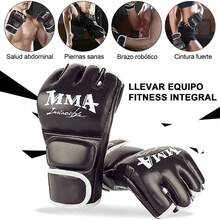masoe Guantes de Box, Guantes, Medio Dedo, Ajustable, Amortiguación, Guantes de Muay Thai/Kick Boxing, Combate, Entrenamiento, Ideales para Ninos, Adulta, Uso Diario en Gimnasio - Adultos - Ver 4