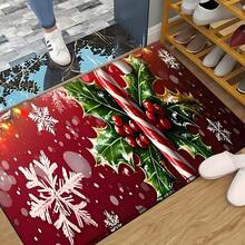 Felpudo con tema navideño, de poliéster, alfombra decorativa para el piso adecuada para la entrada del hogar, sala de estar, dormitorio y cocina