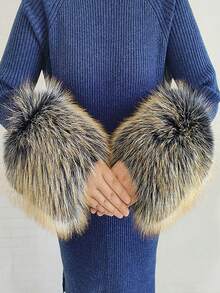 1. Faux Fur Collar & Cuff Set, Warm Faux Fur Scarf, Fluffy Oversized Furry Shawl Wrap For Women In Winter, Suitable For Dresses, Christmas Decoration - Multicolor - View 31