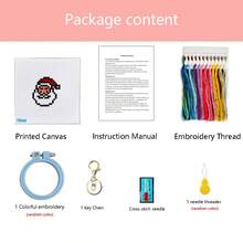 Christmas Series DIY Cross Stitch Kit | Keychain Pendant Craft Set (5pcs/3pcs Options) Includes Embroidery Hoop, Needles & Threads, 11CT Printed Fabric | Christmas Gift Decoration Pack 5pcs Printed Card Set Includes 11CT Embroidery Fabric, Needles & Threads, Christmas Decor Pendant, Handmade Gift