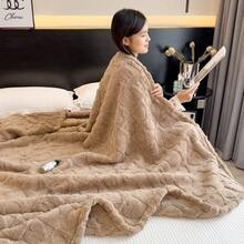 1pc Thick Bohemian Style Heart & Letter Jacquard Faux Fur Fleece Blanket, Soft & Warm, Dual-Use As Bedding, Throw, Decor For Living Room, Bedroom, Dorm, Office, Car, Travel, Picnic, Party, All Seasons